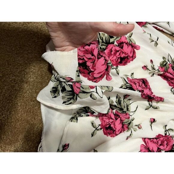Charlotte Russe Rose Floral Romper Small Womens Long Sleeve - Picture 7 of 10